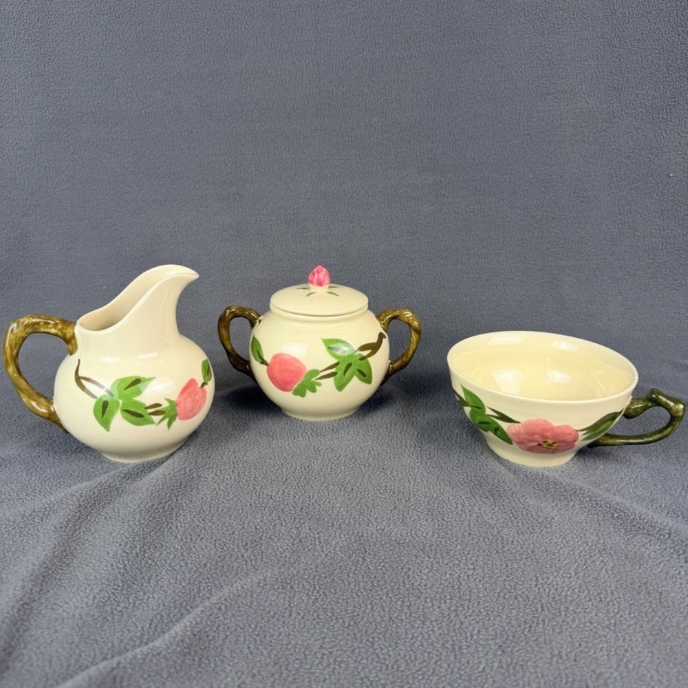 Franciscan Desert Rose China Creamer Sugar Bowl Cup 3 Pc Floral Set